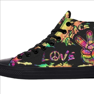 Peace And Love Funky Mid Top Canvas Sneakers, Women's Size 9